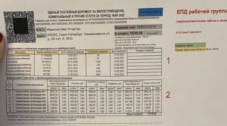 Образец новой квитанции жкх в спб